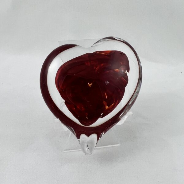 Heart Paperweight- Red Asymmetrical | Dallas Glass Art